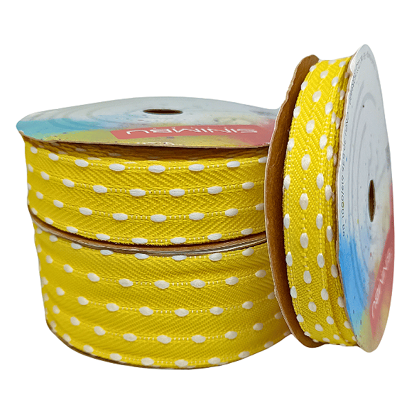 Fita Pespontada Sinimbu com Pompom | 10 Metros | Cor: Amarelo