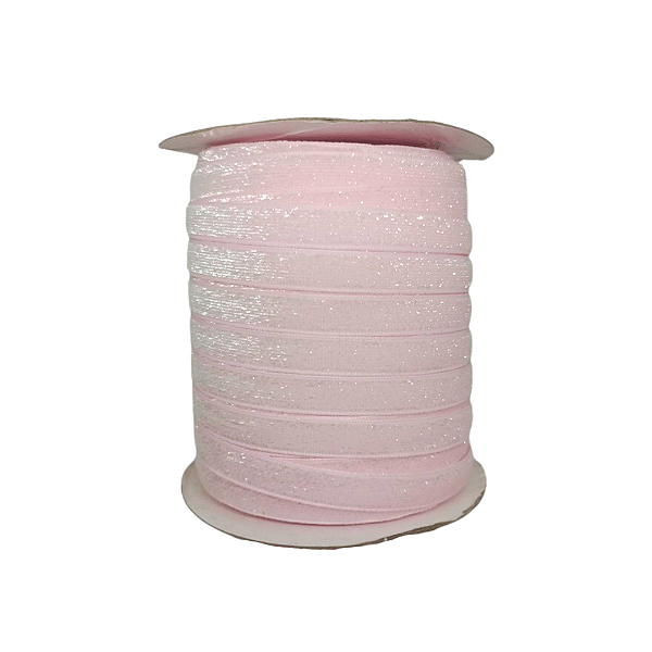 Fita Veludo Glitter Lurex Esponjada Yama | 10mm | 2 Metros | Cor: Rosa Bebê