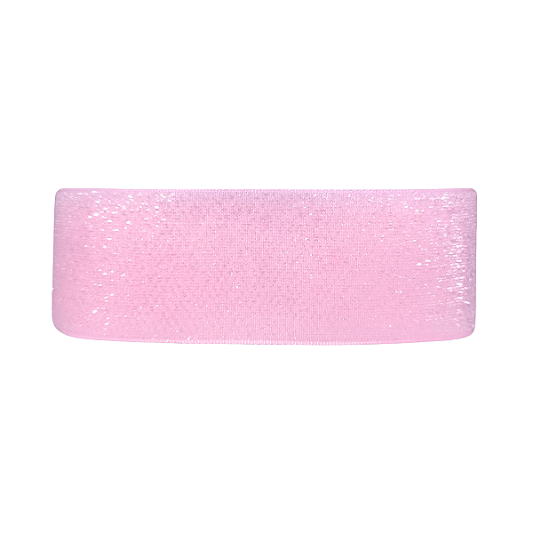 Fita Veludo Glitter Lurex Esponjada Yama | 38mm | 2 Metros | Cor: Rosa Bebê