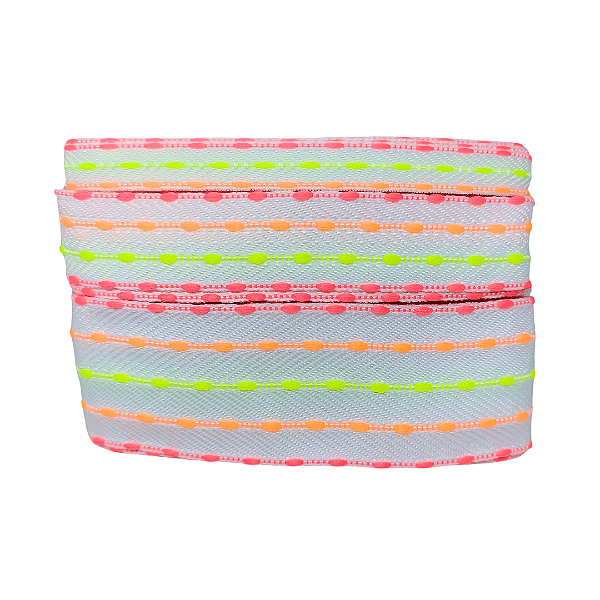 Kit Fita Pespontada Sinimbu com Pompom REF 1937 | 2 Metros de Cada Tamanho | Nº2 Nº5 Nº9 - Cor: Neon