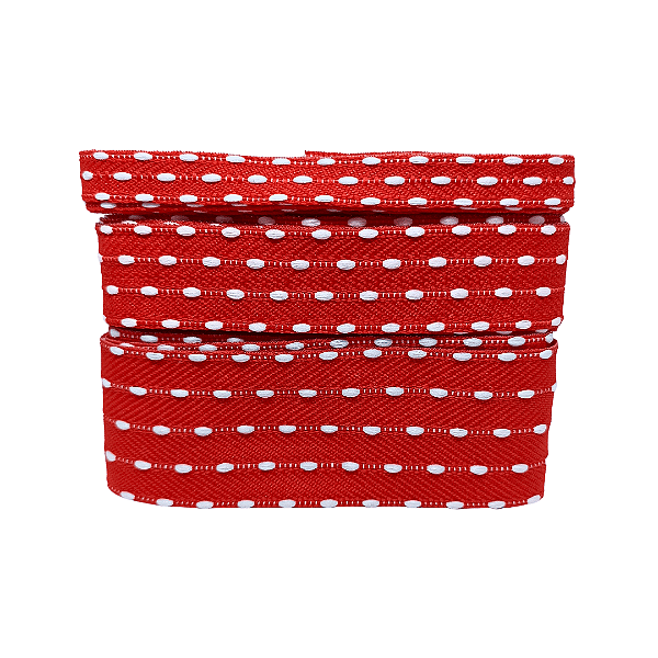 Kit Fita Pespontada Sinimbu com Pompom REF 1937 | 2 Metros de Cada Tamanho | Nº2 Nº5 Nº9 - Cor: Vermelho