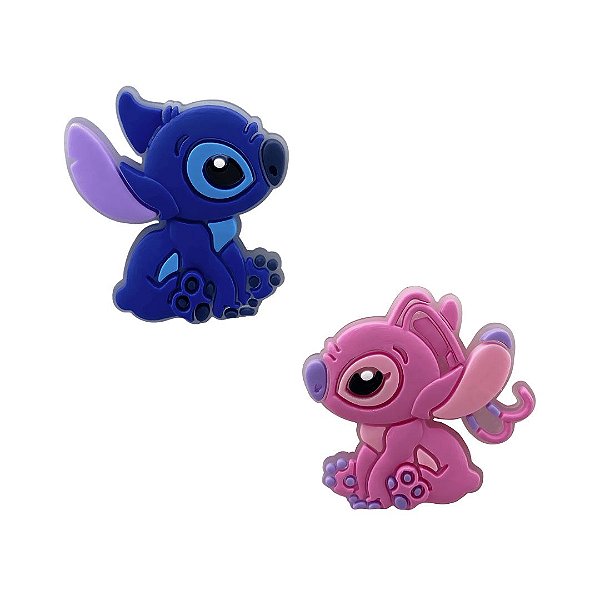 Aplique Emborrachado Personagem Stitch e Angel Sentados