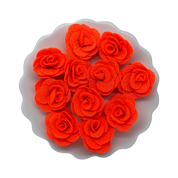 Flor de Tecido 3cm | 3 Unidades | Cor: Laranja Neon