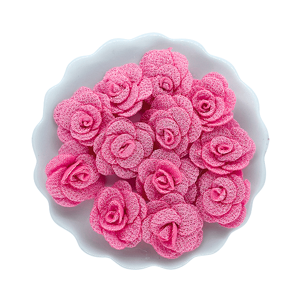 Flor de Tecido 3cm | 3 Unidades | Cor: Rosa Iogurte