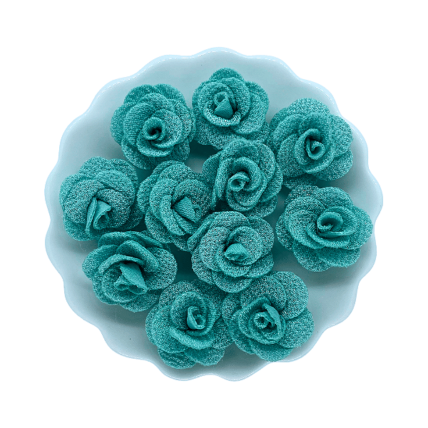 Flor de Tecido 3cm | 3 Unidades | Cor: Verde Água