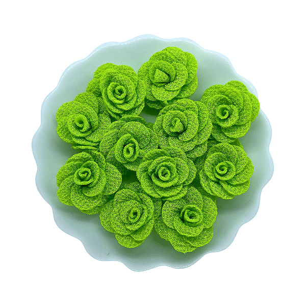 Flor de Tecido 3cm | 3 Unidades | Cor: Verde Neon