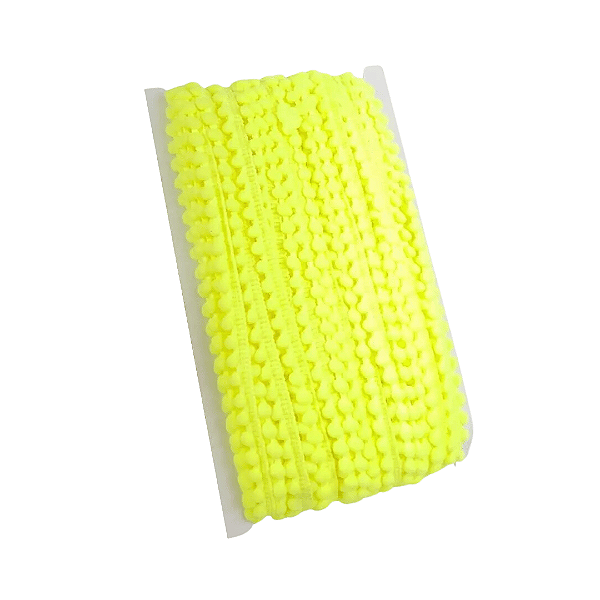 Fita Mini Pompom 10mm | 1 Metro Cor: Amarelo Neon