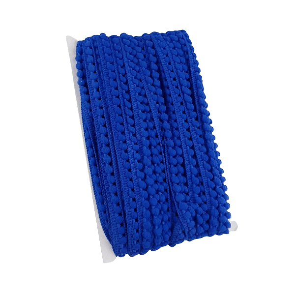Fita Mini Pompom 10mm | 1 Metro Cor: Azul Royal
