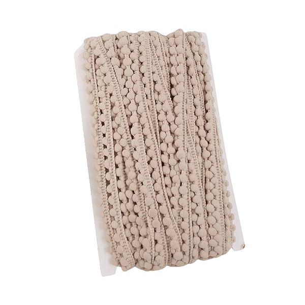 Fita Mini Pompom 10mm | 1 Metro Cor: Bege