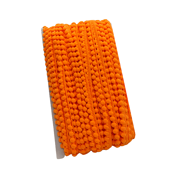 Fita Mini Pompom 10mm | 1 Metro Cor: Laranja