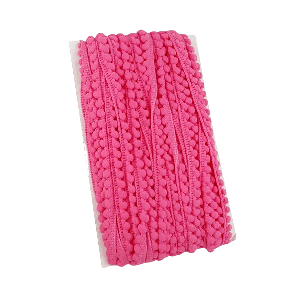 Fita Mini Pompom 10mm | 1 Metro Cor: Rosa Escuro