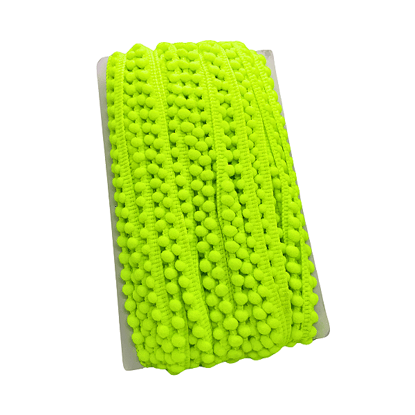 Fita Mini Pompom 10mm | 1 Metro Cor: Verde Neon