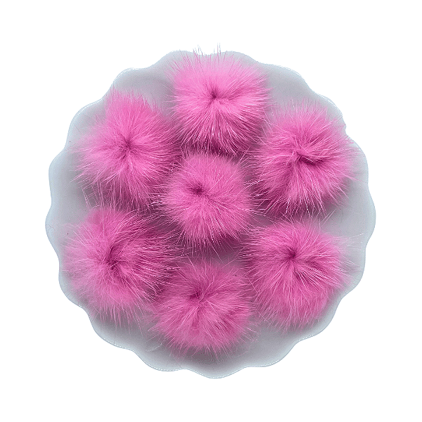 Pompom de Pelúcia Achatado 2,5cm | Cor: 155 Geranium Pink