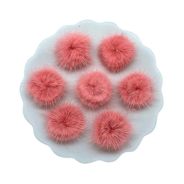Pompom de Pelúcia Achatado 2,5cm | Cor: 238 Coral