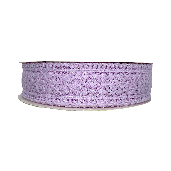 Fita de Renda Bordada 38mm | 1 Metro | Cor: Lilás