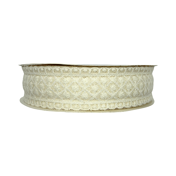 Fita de Renda Bordada 38mm | 1 Metro | Cor: Off White
