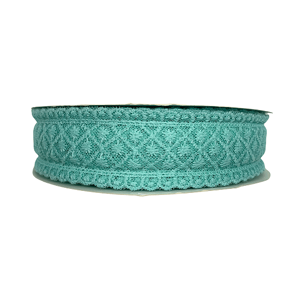 Fita de Renda Bordada 38mm | 1 Metro | Cor: Verde