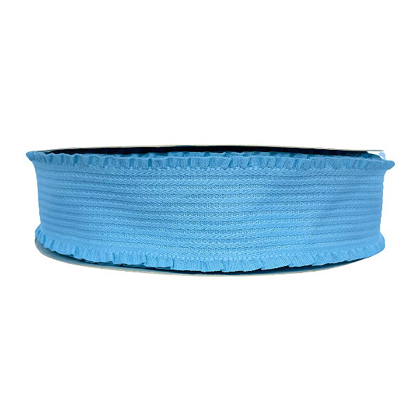 Fita Linha 3D com Borda Franzida 38mm | 1 Metro | Cor: Azul