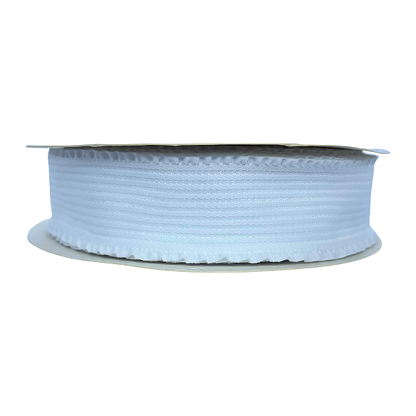Fita Linha 3D com Borda Franzida 38mm | 1 Metro | Cor: Branco