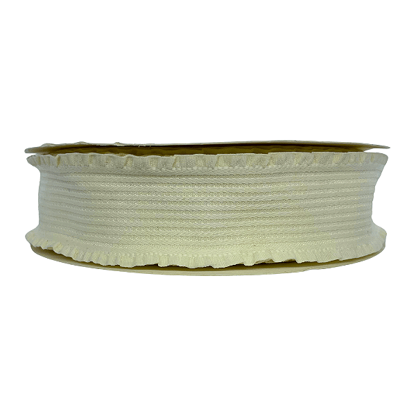 Fita Linha 3D com Borda Franzida 38mm | 1 Metro | Cor: Off White