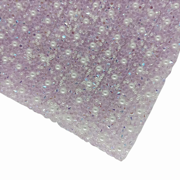 Manta de Strass com Pérola 1cm x 40cm | Cor: Lilás