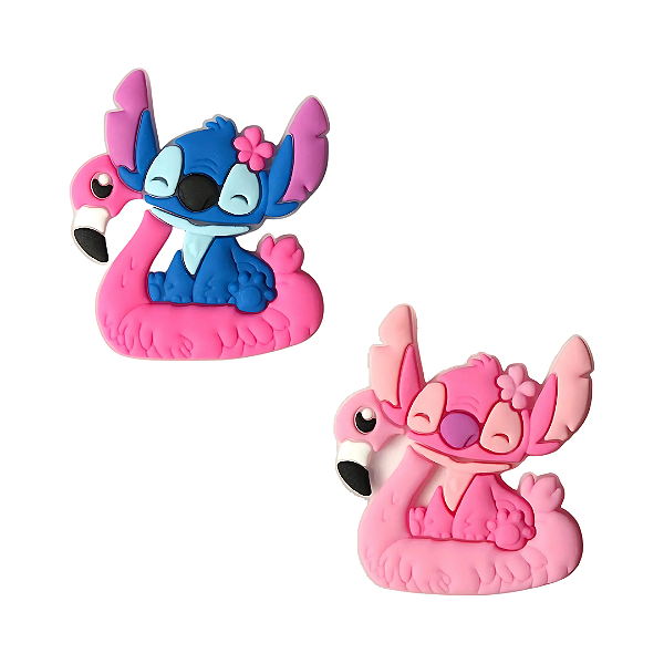 Aplique Emborrachado Personagem Stitch ou Angel no Flamingo