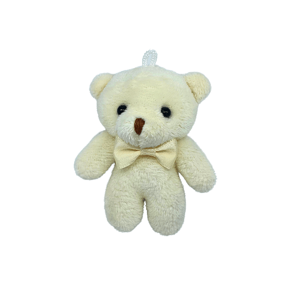 Urso de Pelúcia Marfim com Laço 8cm