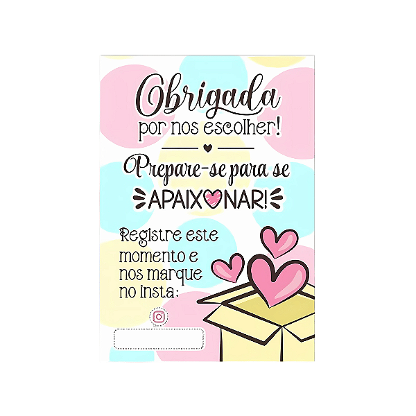 Cartão de Agradecimento 7,5 x 10,5cm | Unidade | Modelo B06