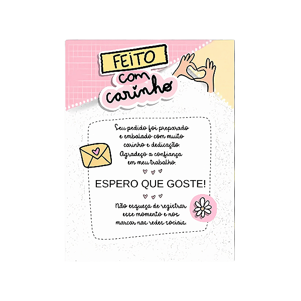 Cartão de Agradecimento 7,5 x 10,5cm | Unidade | Modelo B03