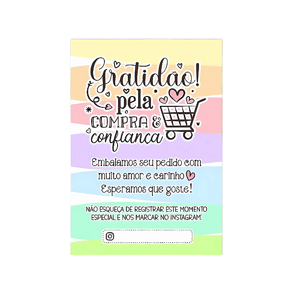 Cartão de Agradecimento 7,5 x 10,5cm | Unidade | Modelo B01