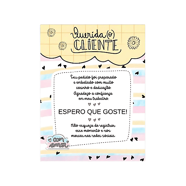 Cartão de Agradecimento 7,5 x 10,5cm | Unidade | Modelo B09