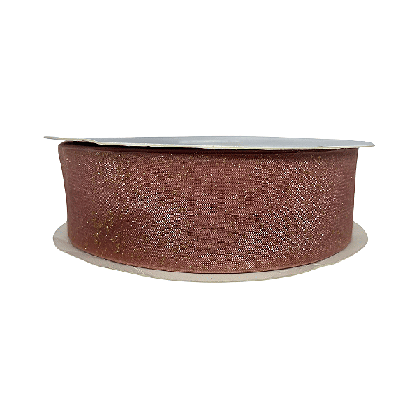 Fita Organza Foil Dourado Yama 38mm | Metro | Cor: Nude