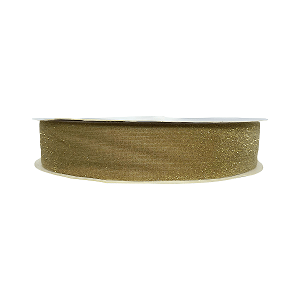 Fita Veludo Metálico Gold Lurex Esponjada Yama 38mm | Metro | Cor: Dourado