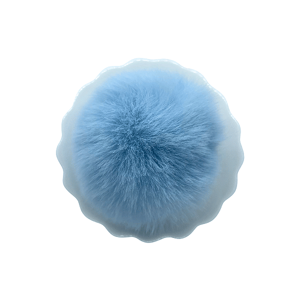 Pompom Pelúcia 80mm com Elástico | Azul Bebê