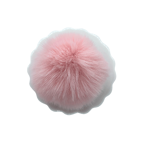 Pompom Pelúcia 80mm com Elástico | Rosa Bebê