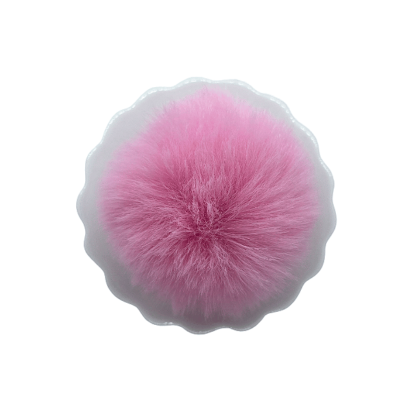 Pompom Pelúcia 80mm com Elástico | Rosa Chiclete