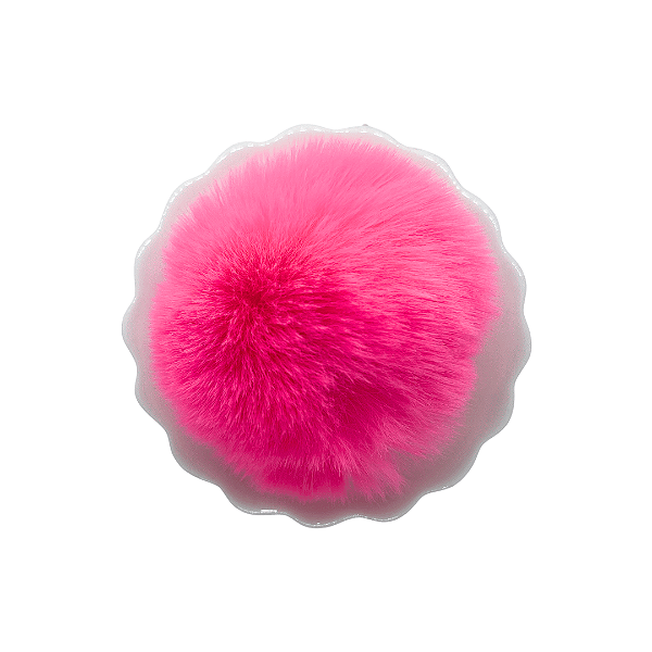 Pompom Pelúcia 80mm com Elástico | Rosa Neon