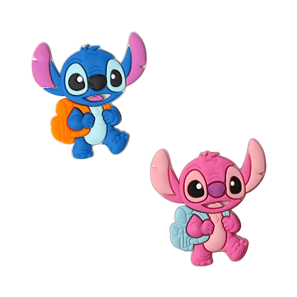 Aplique Emborrachado Escolar Stitch ou Angel com Mochila