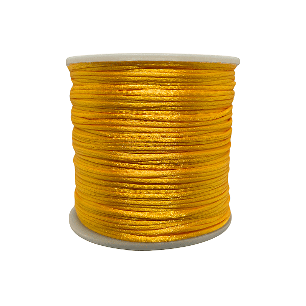 Fio de Seda | Rabo de Rato | Cordão de Cetim 1mm | 5 Metros | Cor: Amarelo Ouro