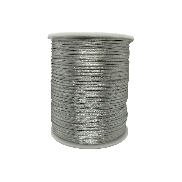 Fio de Seda | Rabo de Rato | Cordão de Cetim 1mm | 5 Metros | Cor: Cinza