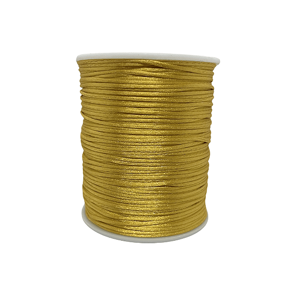 Fio de Seda | Rabo de Rato | Cordão de Cetim 1mm | 5 Metros | Cor: Dourado