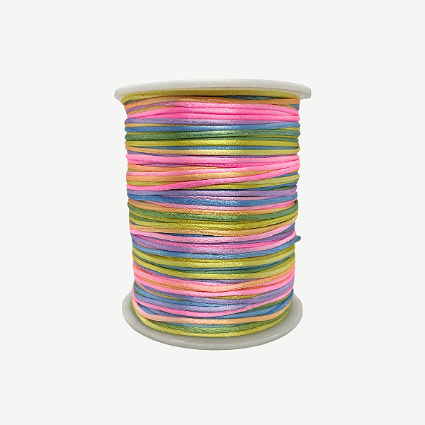 Fio de Seda | Rabo de Rato | Cordão de Cetim 1mm | 5 Metros | Cor: Multicolorido Candy