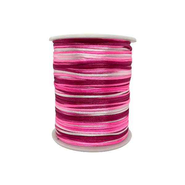 Fio de Seda | Rabo de Rato | Cordão de Cetim 1mm | 5 Metros | Cor: Multicolorido Rosa