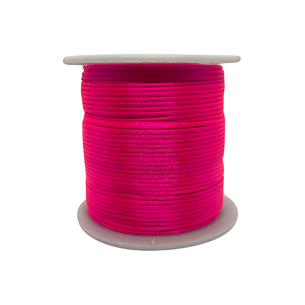 Fio de Seda | Rabo de Rato | Cordão de Cetim 1mm | 5 Metros | Cor: Rosa Neon