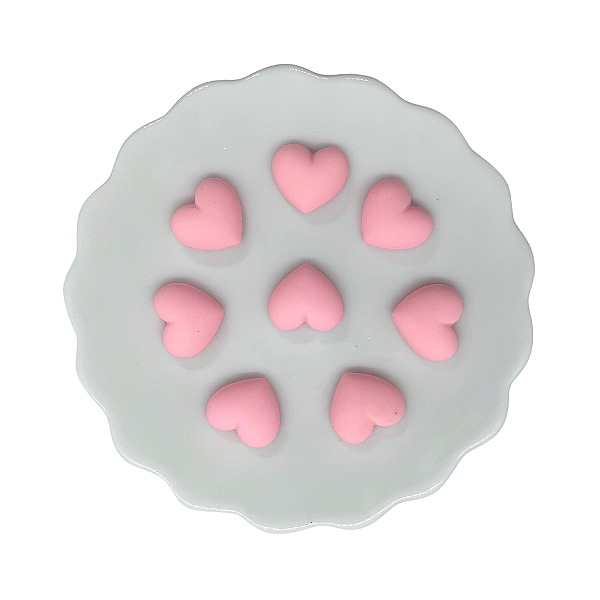 Aplique de Resina Corações Rosa 15mm x 17mm | 5 Unidades