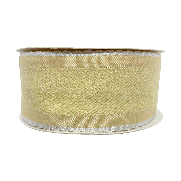 Fita Atoalhada Com Borda Trabalhada Babadinho 38mm | Metro | Cor: Amarelo