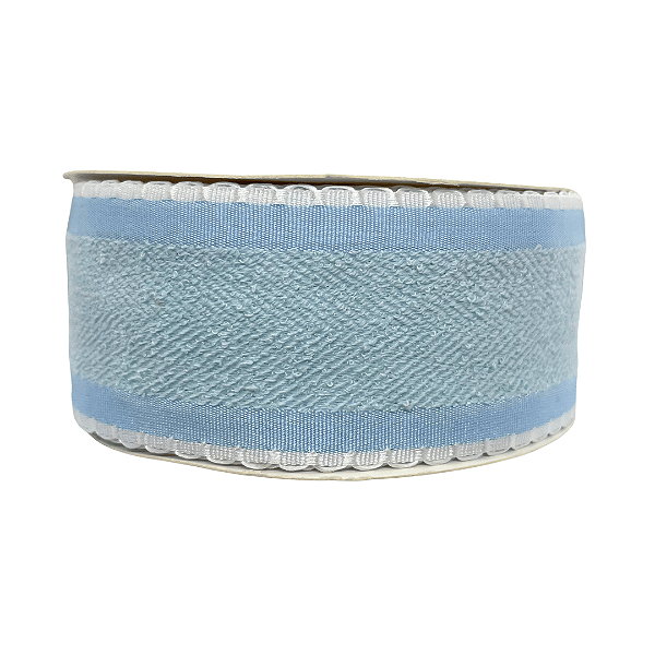 Fita Atoalhada Com Borda Trabalhada Babadinho 38mm | Metro | Cor: Azul