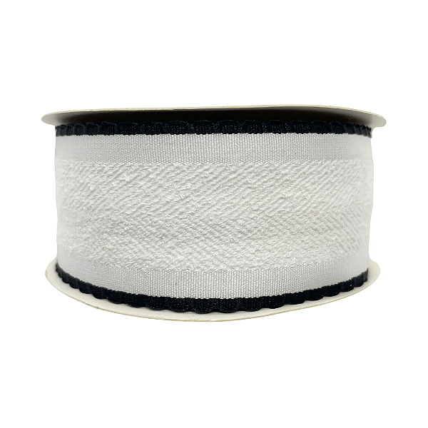 Fita Atoalhada Com Borda Trabalhada Babadinho 38mm | Metro | Cor: Branca