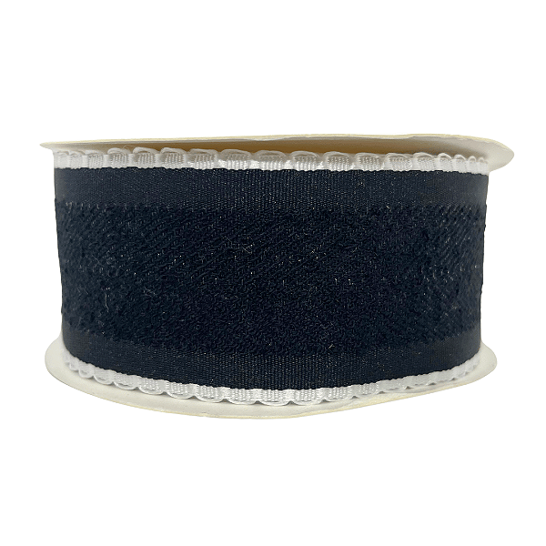 Fita Atoalhada Com Borda Trabalhada Babadinho 38mm | Metro | Cor: Preto