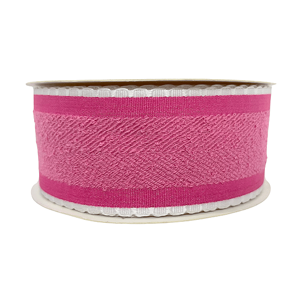 Fita Atoalhada Com Borda Trabalhada Babadinho 38mm | Metro | Cor: Rosa Pink